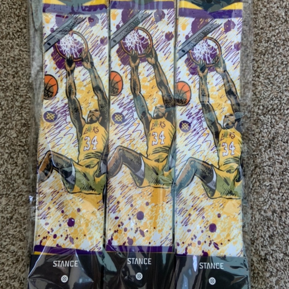 3 pack NBA Stance Shaq O’Neil LA Lakers socks #34